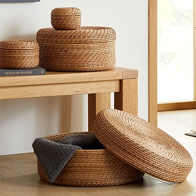 modern weave rattan round lidded baskets xl copy