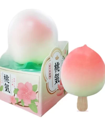 peach shaped popsicle with floral packaging