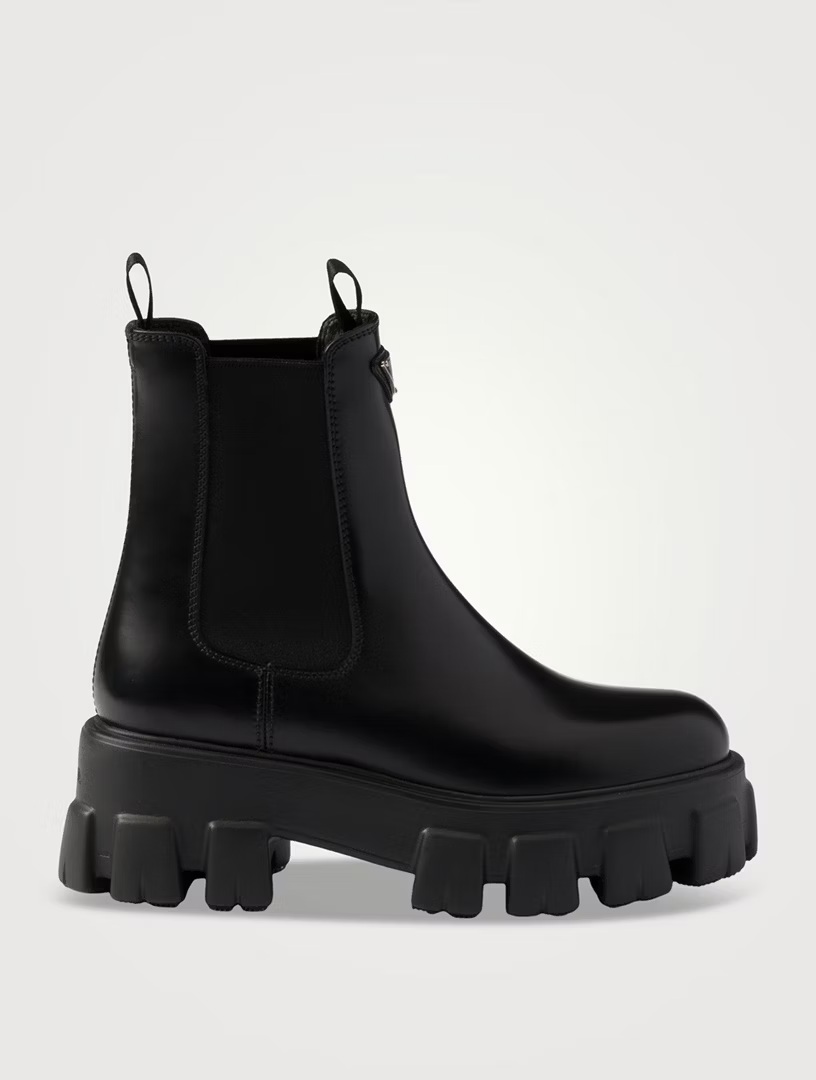 Prada Monolith Brushed Leather Chelsea Boots
