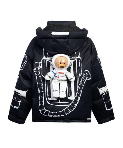 Alternative view of 13 De Marzo x NASA Astronaut Teddy Bear Painted Down Jacket Black