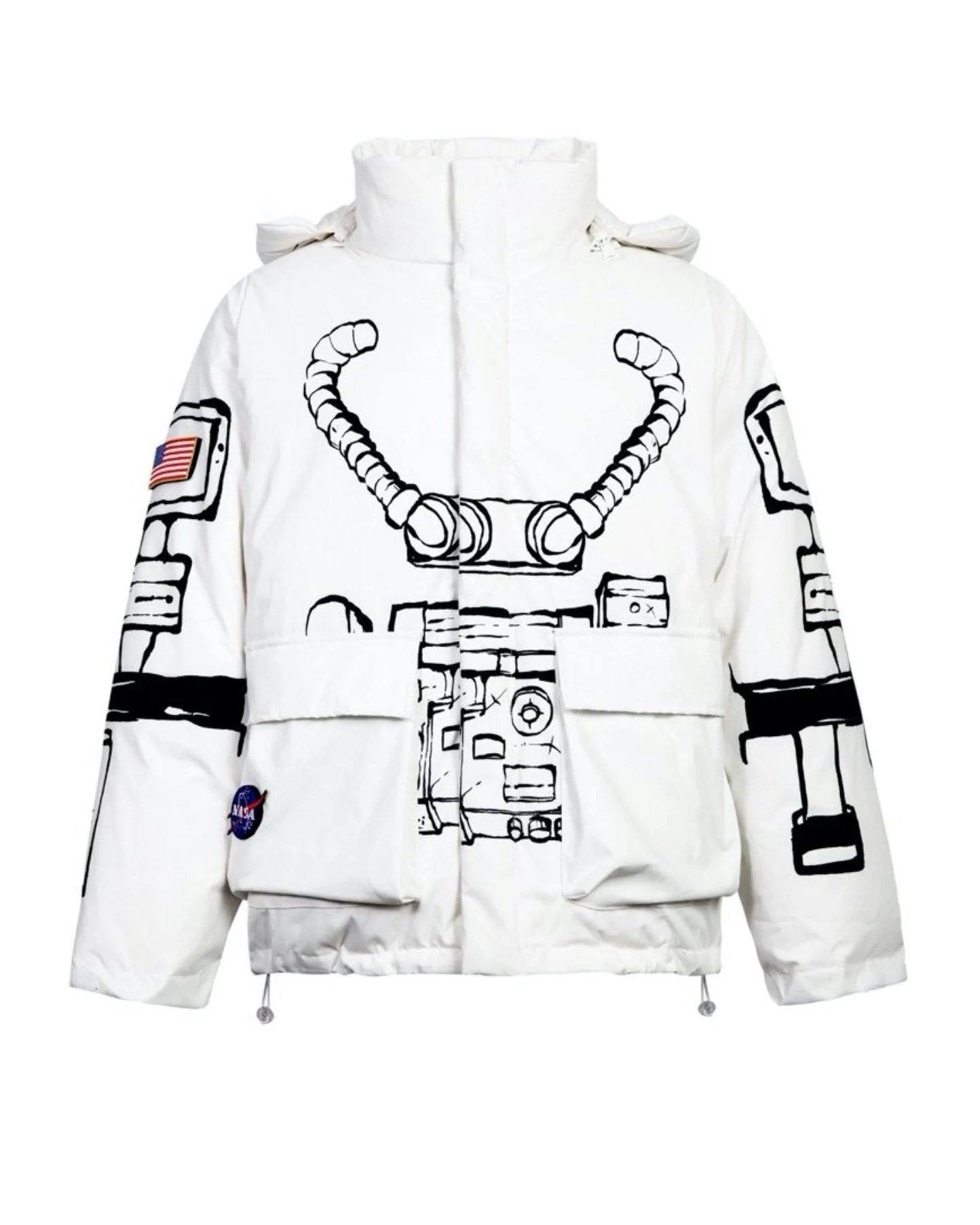Alternative view of 13 De Marzo x NASA Astronaut Teddy Bear Painted Down Jacket White