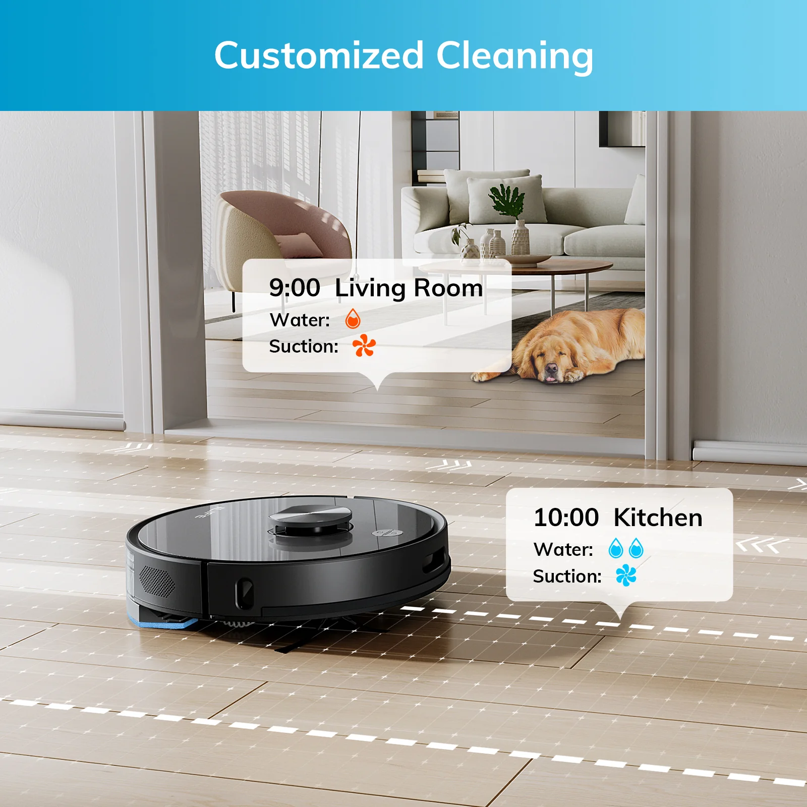 Alternative view of A20 Robot Vacuum and Mop Combo with LiDAR Navigation & 3000Pa Suction