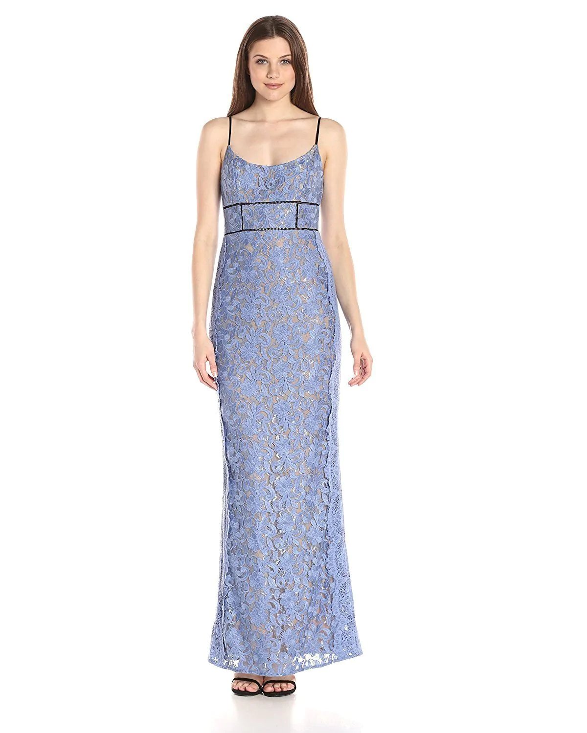 ABS Allen Schwartz Women's Gown With Fagottin Inserts and Lace Scallop Seams-20226816