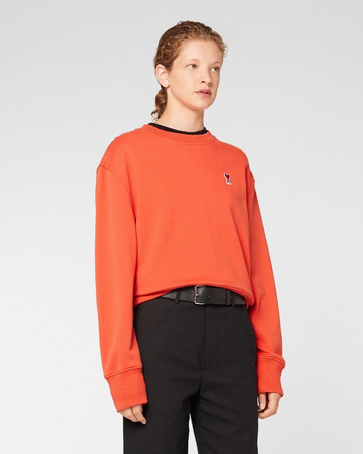 Alternative view of AMI Alexandre Mattiussi Crewneck Sweatshirt With Ami De Coeur Logo