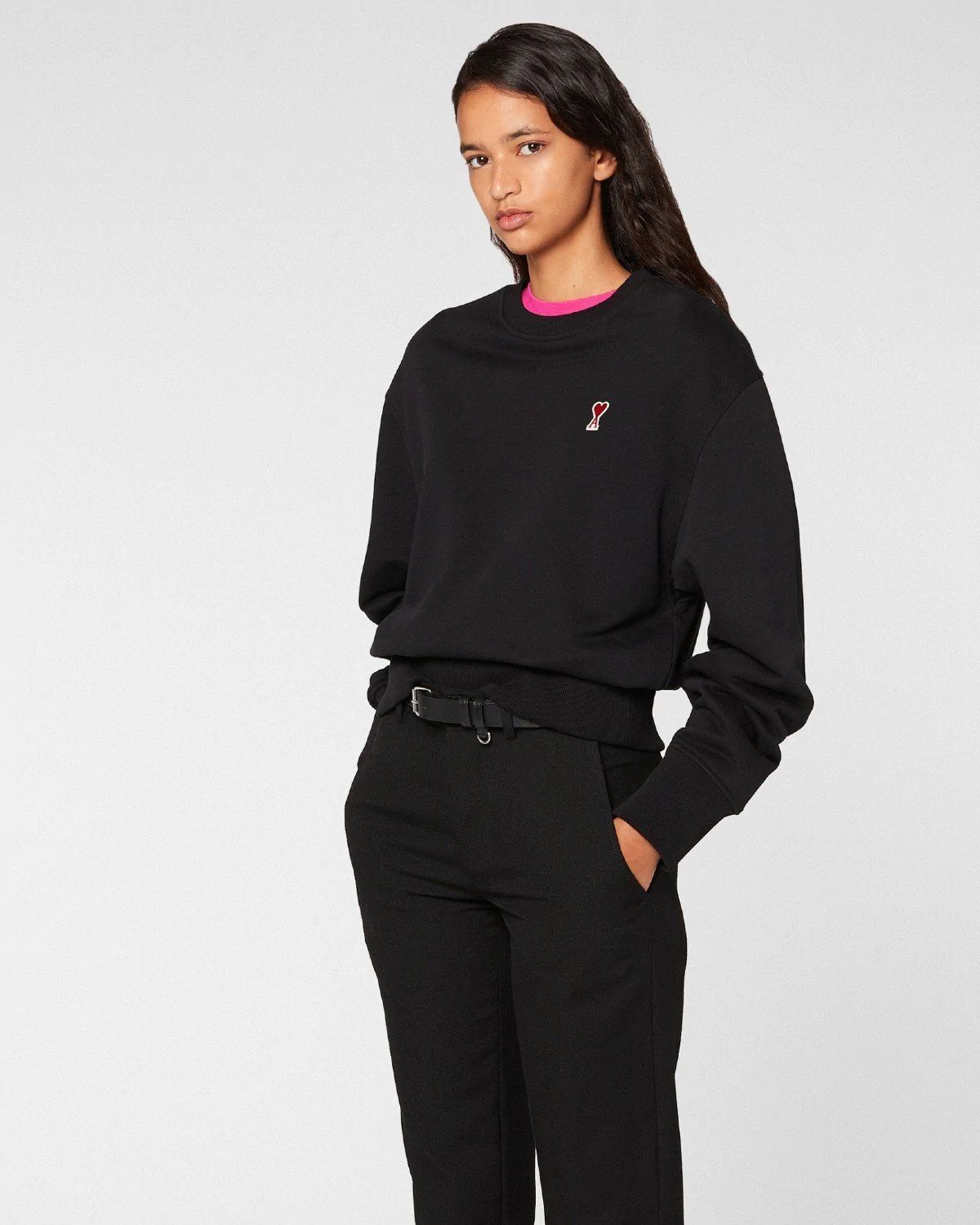 Alternative view of AMI Alexandre Mattiussi Crewneck Sweatshirt With Ami De Coeur Logo