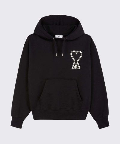 Alternative view of AMI Men's Black De Coeur Hoodie