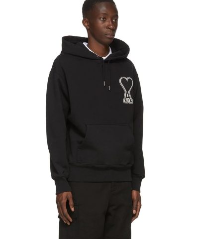 AMI Men's Black De Coeur Hoodie - Image 3
