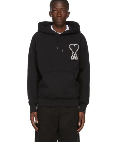 AMI Men's Black De Coeur Hoodie-20252988