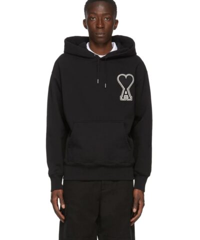 AMI Men's Black De Coeur Hoodie-20252992