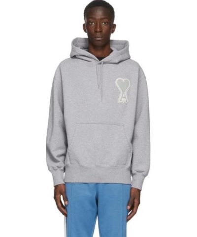 AMI Men's Grey De Coeur Hoodie-20252960