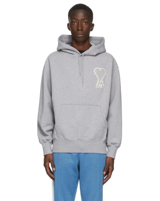 AMI Men's Grey De Coeur Hoodie-20252956