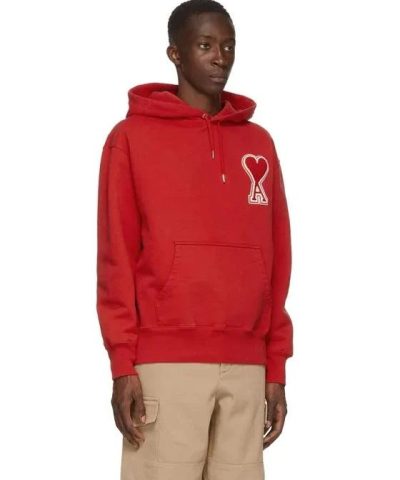 AMI Men's Red De Coeur Hoodie - Image 3