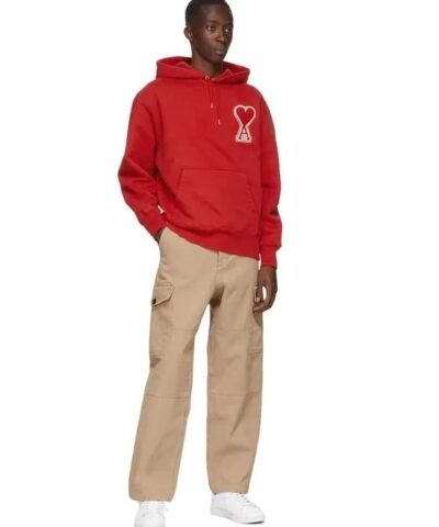 AMI Men's Red De Coeur Hoodie - Image 5