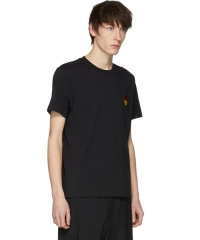 AMI Paris Crew Neck T Shirt Smiley Patch Black 1