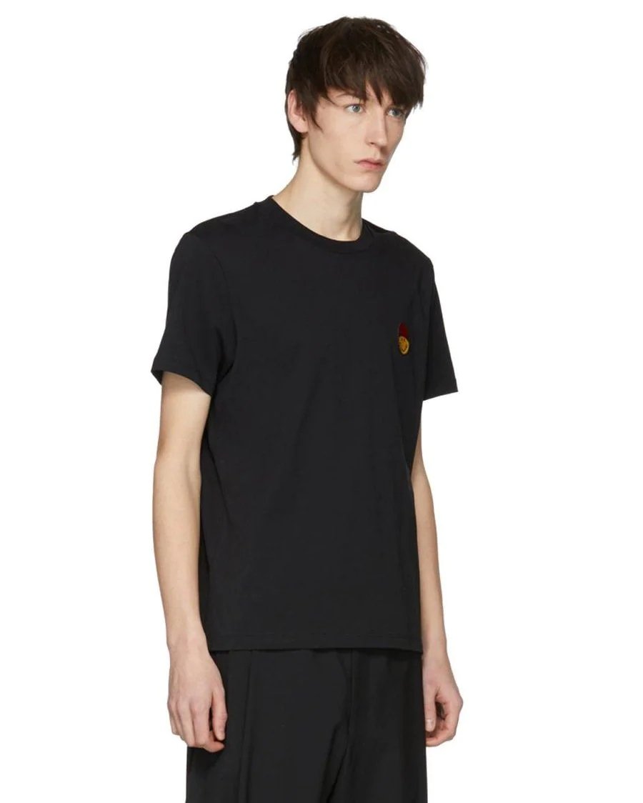 Alternative view of AMI Paris Crew Neck T-Shirt Smiley Patch, Black