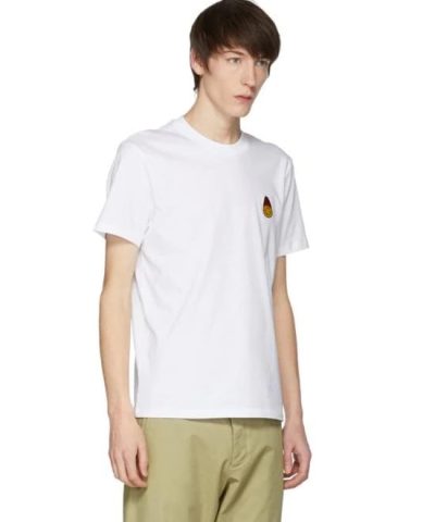 Alternative view of AMI Paris Crew Neck T-Shirt Smiley Patch, White