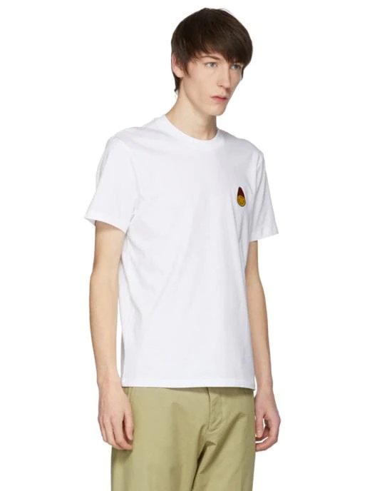 Alternative view of AMI Paris Crew Neck T-Shirt Smiley Patch, White