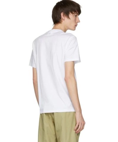 AMI Paris Crew Neck T-Shirt Smiley Patch, White - Image 3