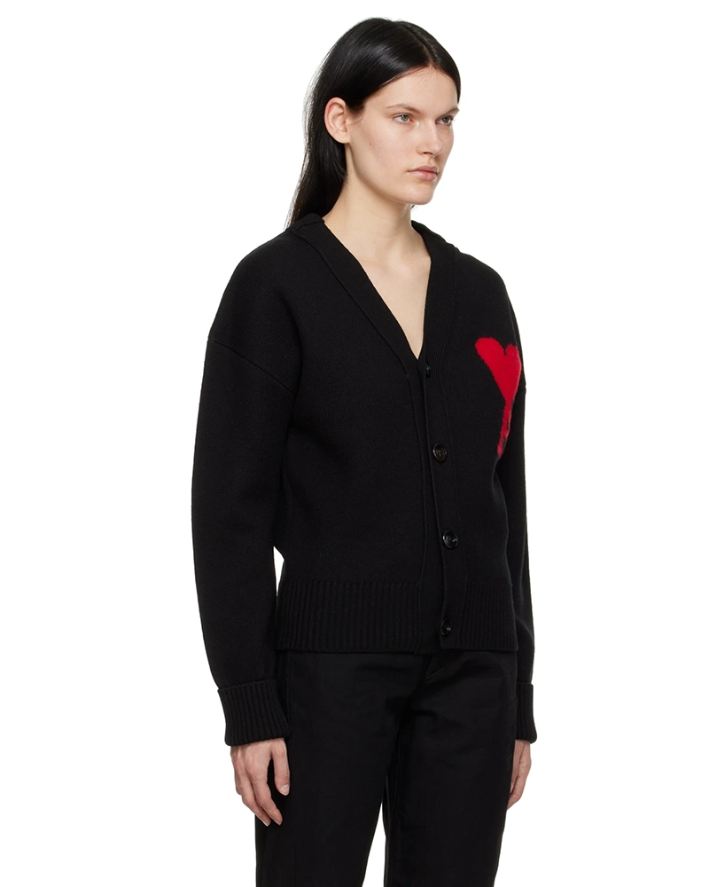 Alternative view of AMI Paris Embroidered Wool Cardigan