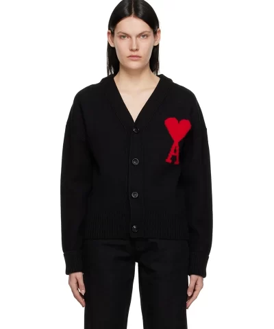AMI Paris Embroidered Wool Cardigan-20314516