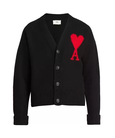 AMI Paris Embroidered Wool Cardigan-20314524