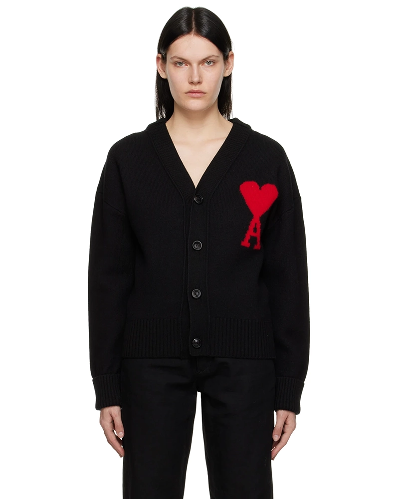 AMI Paris Embroidered Wool Cardigan-20314516