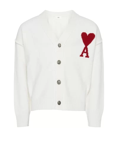 AMI Paris Men's Embroidered Wool Cardigan-20314542