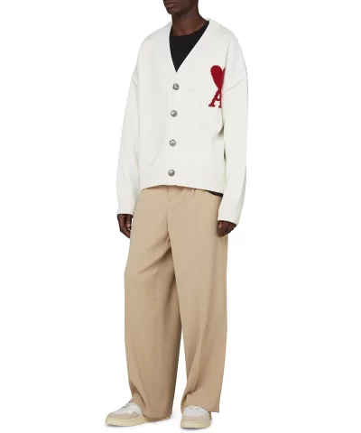 AMI Paris Mens Embroidered Wool Cardigan 5