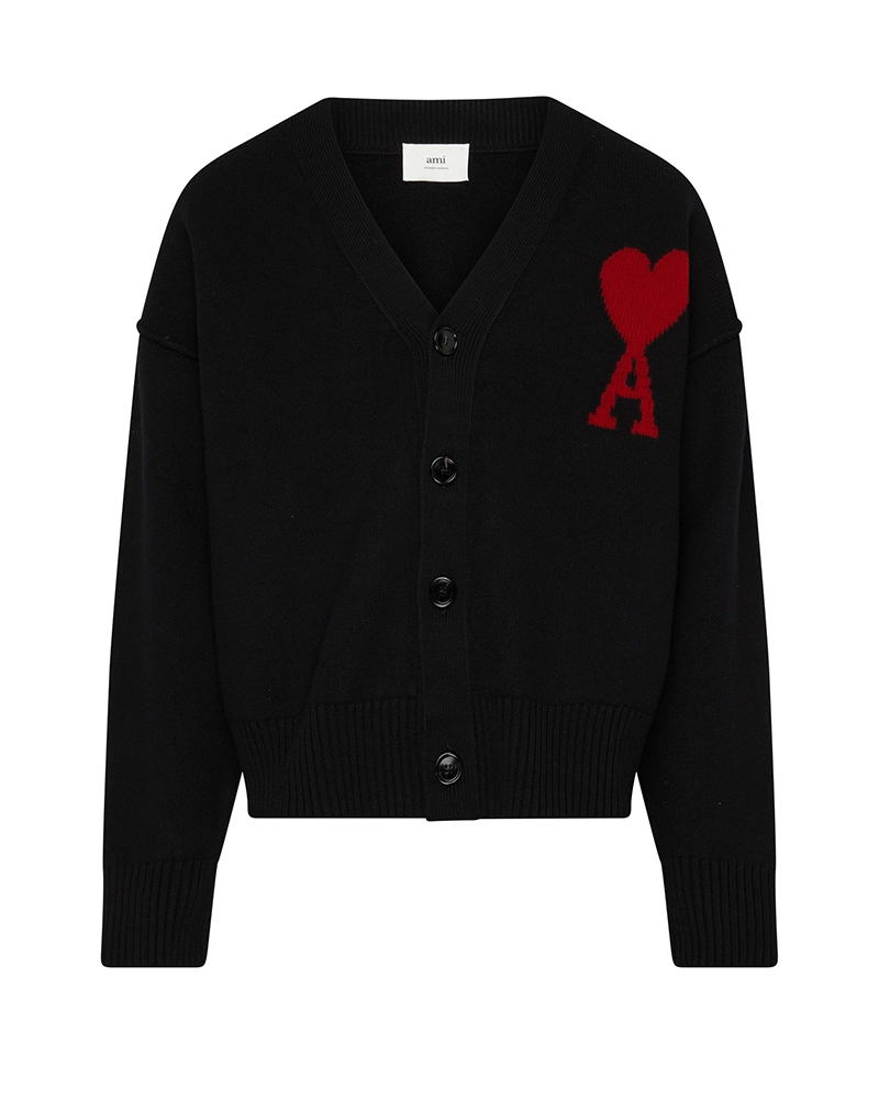 AMI Paris Men's Embroidered Wool Cardigan-20314526