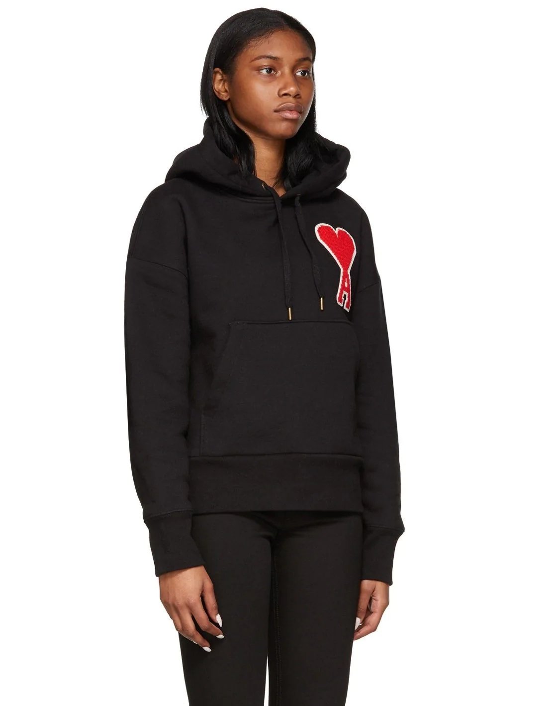 Alternative view of AMI Women's Black De Coeur Hoodie