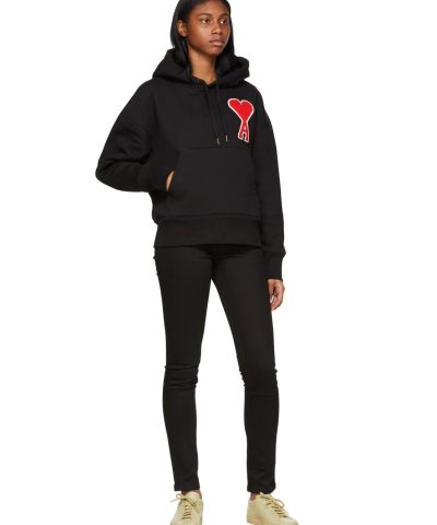 AMI Womens Black De Coeur Hoodie 3