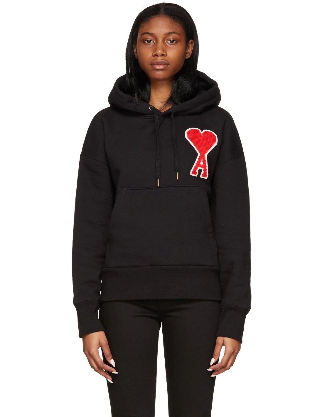 AMI Women's Black De Coeur Hoodie-20252971