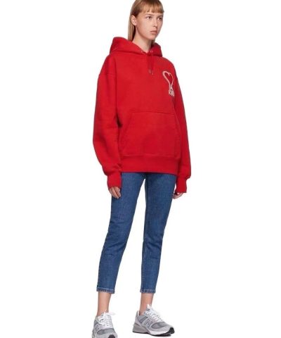AMI Womens Red De Coeur Hoodie 1