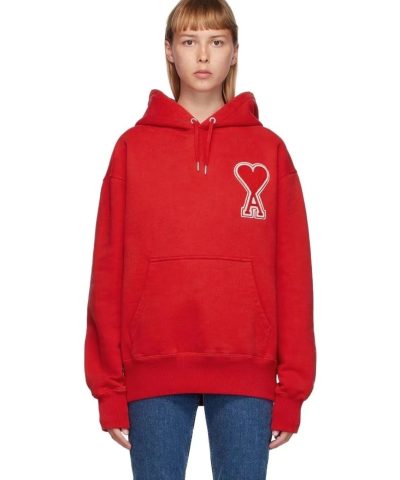 AMI Women's Red De Coeur Hoodie-20252965