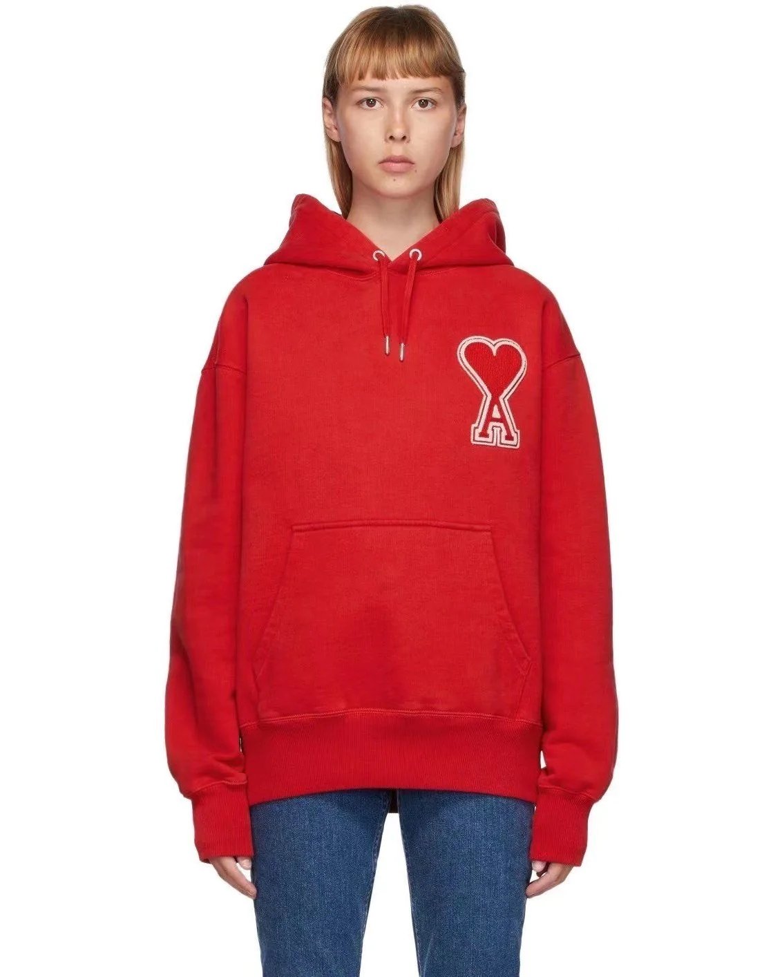 AMI Women's Red De Coeur Hoodie-20252964