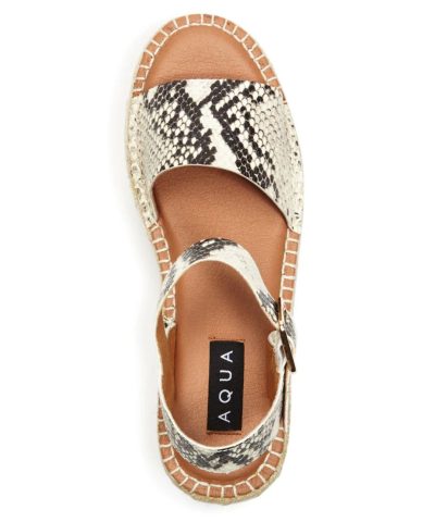 AQUA Womens Rowan Leather Espadrille Platform Sandals 3