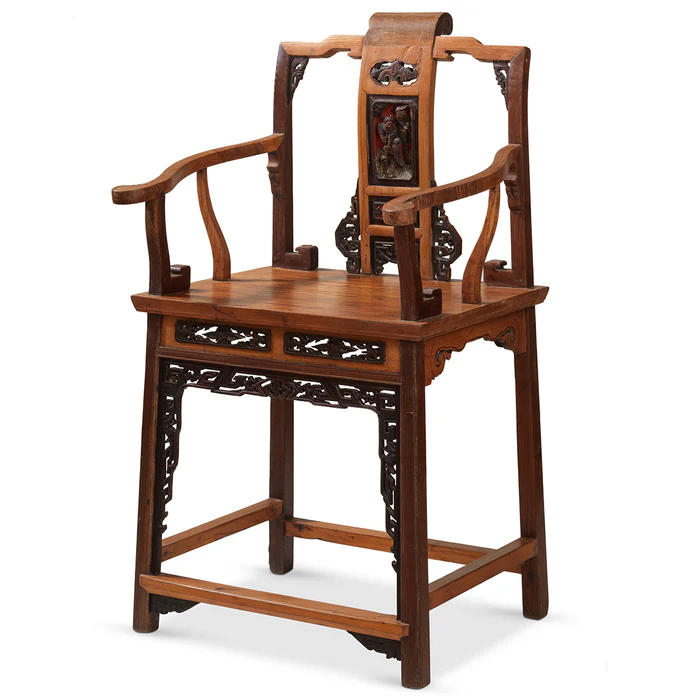 Ornate Carved Elm Armchair