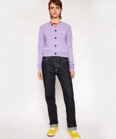 Acne Studios Lilac Purple Patch Crewneck Cardigan 1