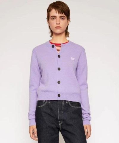 Acne Studios Lilac Purple Patch Crewneck Cardigan 2