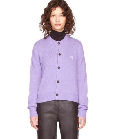 Acne Studios Lilac-Purple Patch Crewneck Cardigan-20263706