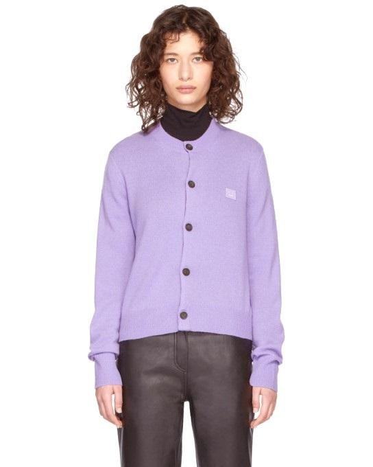 Acne Studios Lilac-Purple Patch Crewneck Cardigan-20263703