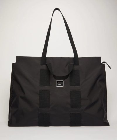 Acne Studios Logo Plaque Tote Bag Black-20263629