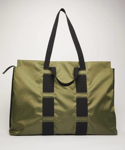 Acne Studios Logo Plaque Tote Bag Khaki Green 2