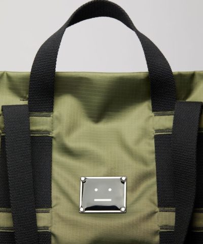 Acne Studios Logo Plaque Tote Bag Khaki Green 3