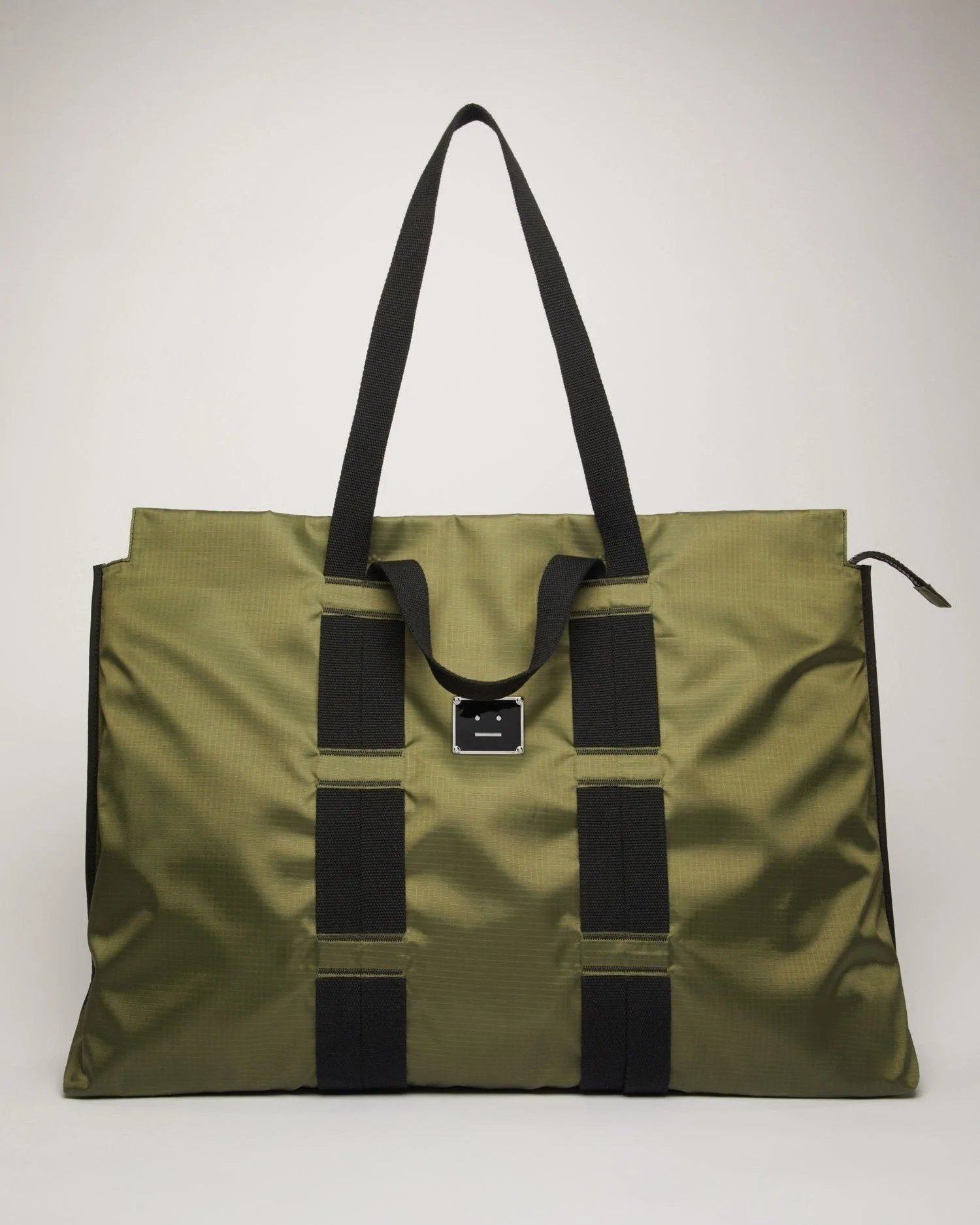 Acne Studios Logo Plaque Tote Bag Khaki Green-20263637