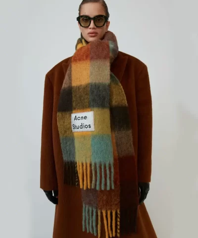Acne Studios Multi Check Scarf BrownYellowGreen 1