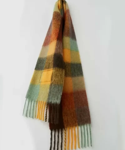 Acne Studios Multi Check Scarf BrownYellowGreen 3
