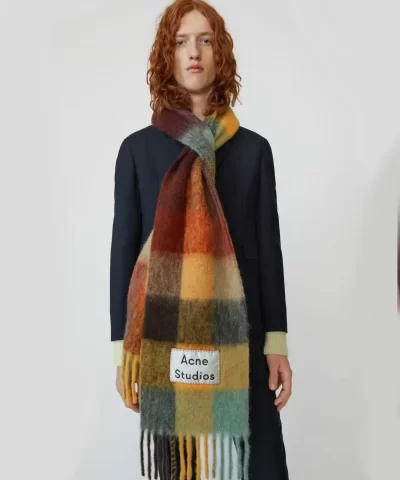 Acne Studios Multi Check Scarf BrownYellowGreen 4