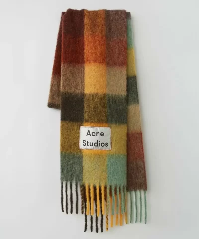 Acne Studios Multi Check Scarf Brown/Yellow/Green-20271345