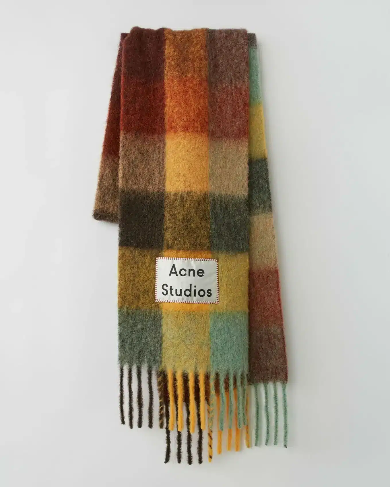 Acne Studios Multi Check Scarf Brown/Yellow/Green-20271345